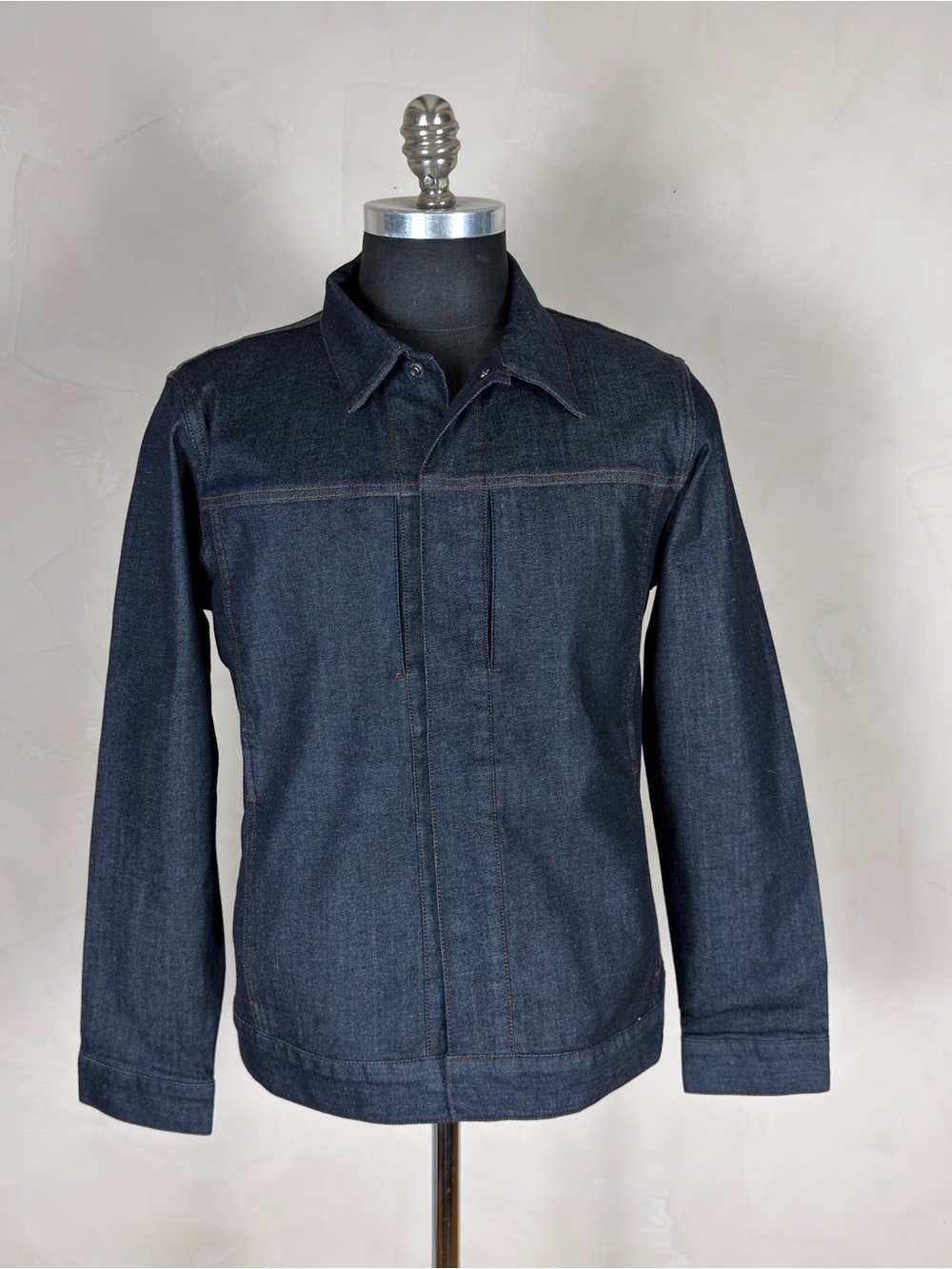 MUJI Men’s Stretch Denim Jacket Dark Indigo Minimalist Japan Purchase XL